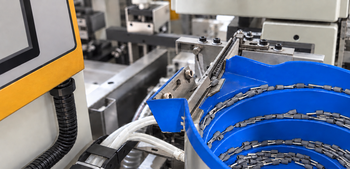 Automated cable processing machine on the production line